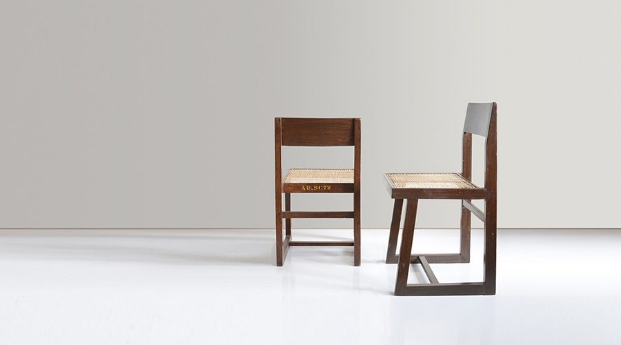 Pierre Jeanneret Chair and Le Corbusier Furniture from Chandigarh